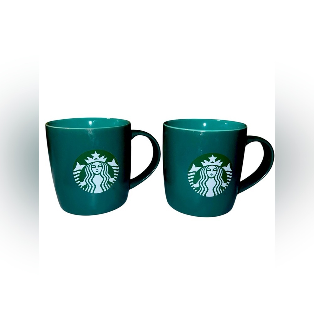 New 2 Set 11oz‎ Starbucks Green Teal Ceramic Coffee Mug Cup 2024